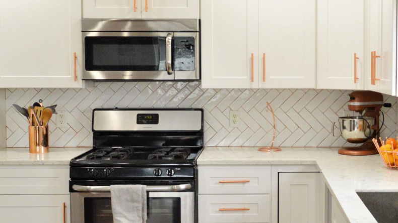 Grey and rose gold kitchen appliances hotsell